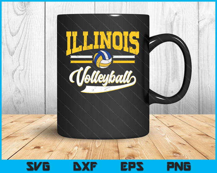 Retro Game Day Vintage Illinois Volleyball SVG PNG Digital Cutting Files Retro Game Day Vintage Illinois Volleyball SVG PNG Digital Cutting Files