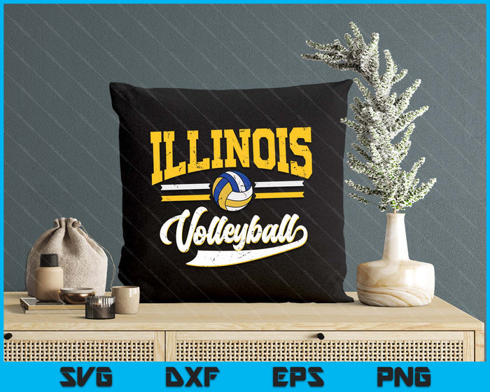 Retro Game Day Vintage Illinois Volleyball SVG PNG Digital Cutting Files Retro Game Day Vintage Illinois Volleyball SVG PNG Digital Cutting Files