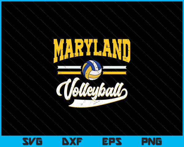 Retro Game Day Vintage Maryland Volleyball SVG PNG Digital Cutting Files