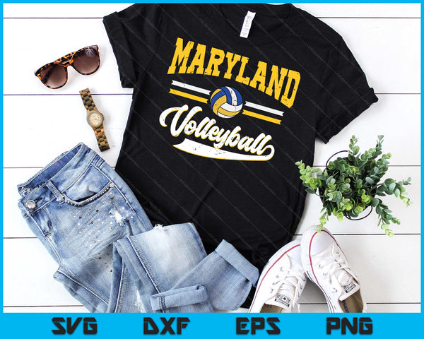 Retro Game Day Vintage Maryland Volleyball SVG PNG Digital Cutting Files