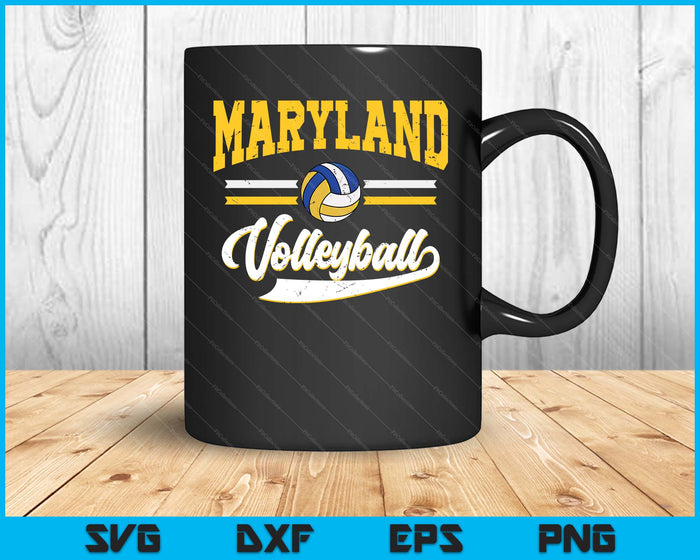 Retro Game Day Vintage Maryland Volleyball SVG PNG Digital Cutting Files Retro Game Day Vintage Maryland Volleyball SVG PNG Digital Cutting Files