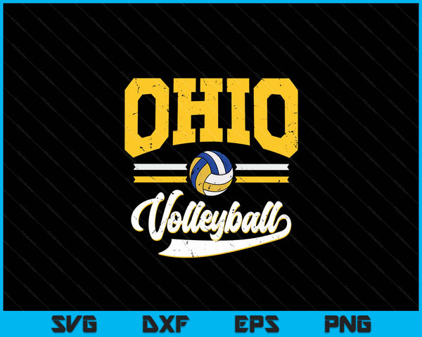 Retro Game Day Vintage Ohio Volleyball SVG PNG Digital Cutting Files