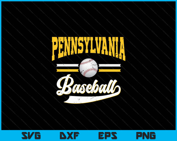 Retro Game Day Vintage Pennsylvania Baseball SVG PNG Digital Cutting Files