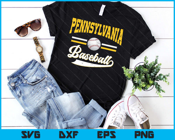 Retro Game Day Vintage Pennsylvania Baseball SVG PNG Digital Cutting Files