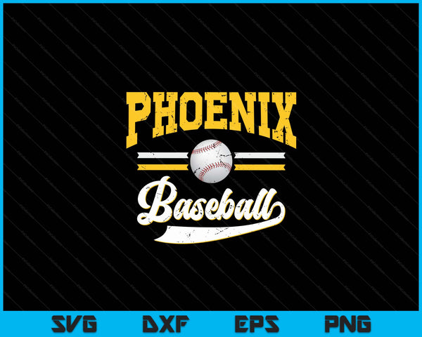 Retro Game Day Vintage Phoenix Baseball SVG PNG Digital Cutting Files