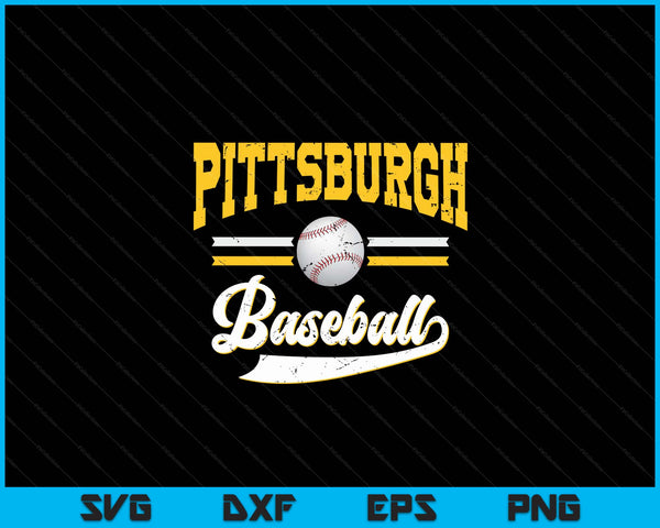 Retro Game Day Vintage Pittsburgh Baseball SVG PNG Digital Cutting Files
