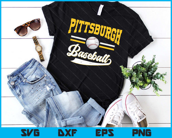 Retro Game Day Vintage Pittsburgh Baseball SVG PNG Digital Cutting Files