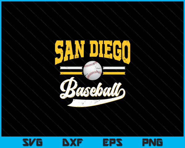 Retro Game Day Vintage San Diego Baseball SVG PNG Digital Cutting Files