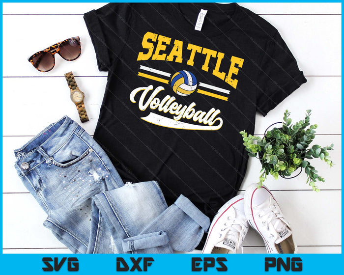 Retro Game Day Vintage Seattle Volleyball SVG PNG Digital Cutting Files Retro Game Day Vintage Seattle Volleyball SVG PNG Digital Cutting Files