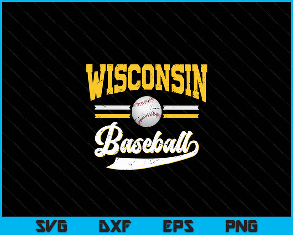 Retro Game Day Vintage Wisconsin Baseball SVG PNG Digital Cutting Files