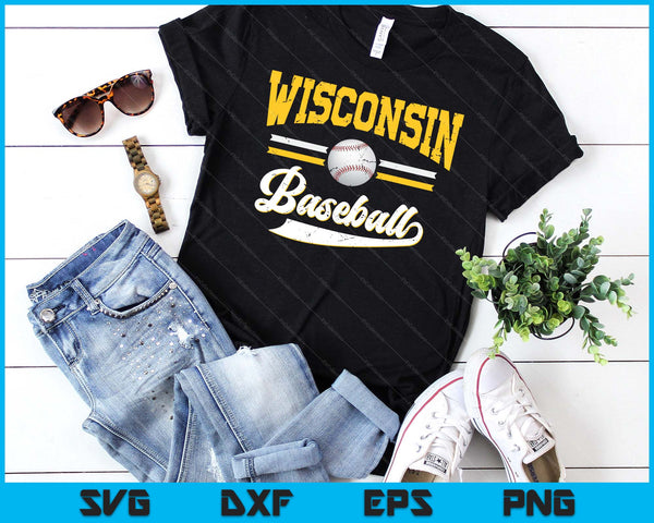 Retro Game Day Vintage Wisconsin Baseball SVG PNG Digital Cutting Files