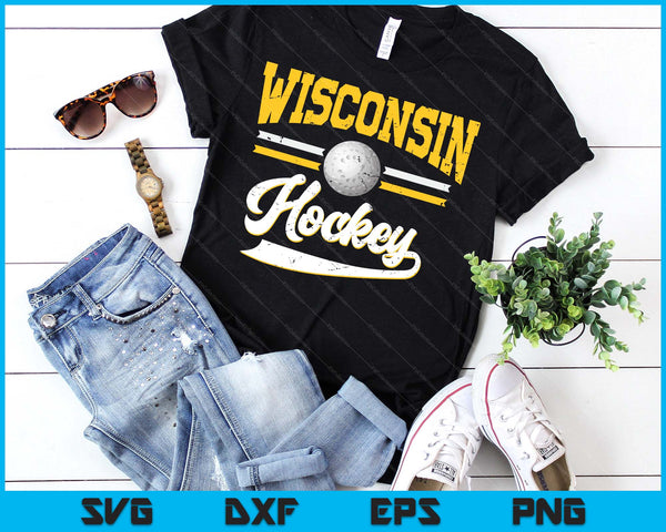 Retro Game Day Vintage Wisconsin Hockey SVG PNG Digital Cutting Files