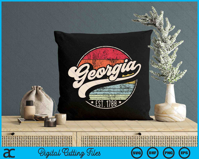 Retro Georgia Est 1788 Home State GA 70s Style Sunset SVG PNG Digital Cutting Files