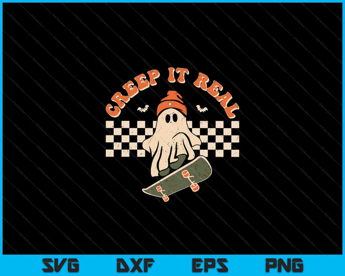 Retro Halloween Creep it Real Vintage lindo fantasma Halloween SVG PNG cortando archivos imprimibles Retro Halloween Creep it Real Vintage lindo fantasma Halloween SVG PNG cortando archivos imprimibles