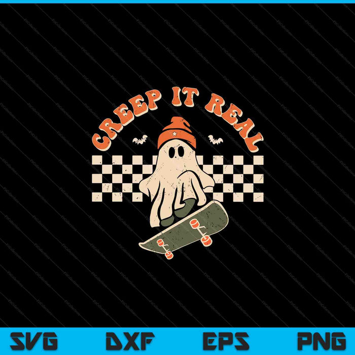 Retro Halloween Creep it Real Vintage lindo fantasma Halloween SVG PNG cortando archivos imprimibles Retro Halloween Creep it Real Vintage lindo fantasma Halloween SVG PNG cortando archivos imprimibles