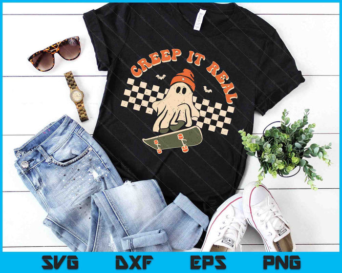 Retro Halloween Creep it Real Vintage lindo fantasma Halloween SVG PNG cortando archivos imprimibles Retro Halloween Creep it Real Vintage lindo fantasma Halloween SVG PNG cortando archivos imprimibles