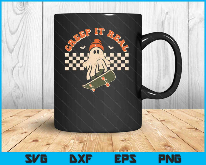 Retro Halloween Creep it Real Vintage lindo fantasma Halloween SVG PNG cortando archivos imprimibles Retro Halloween Creep it Real Vintage lindo fantasma Halloween SVG PNG cortando archivos imprimibles