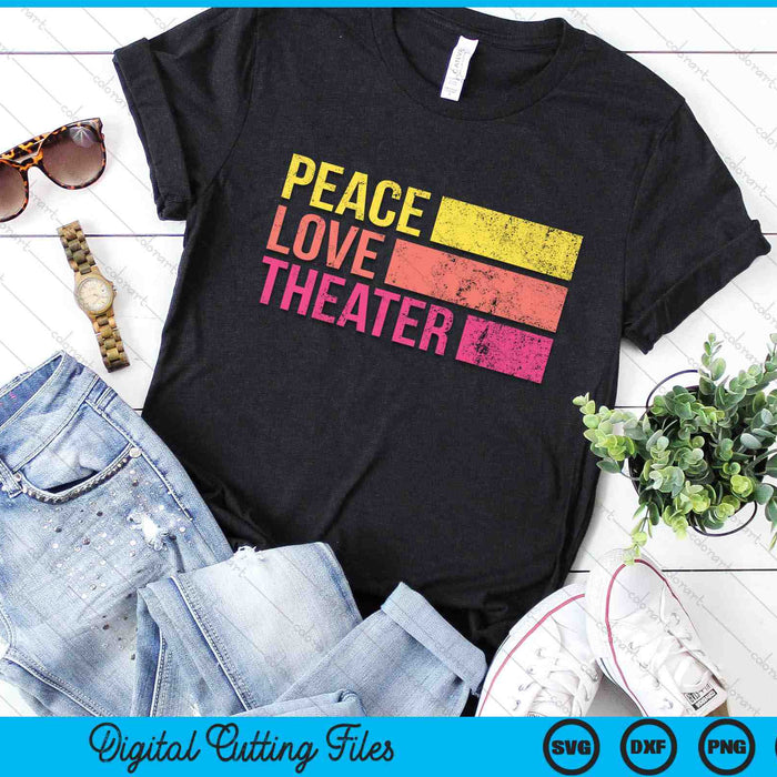 Retro Peace Love Theater SVG PNG Digital Printable Files