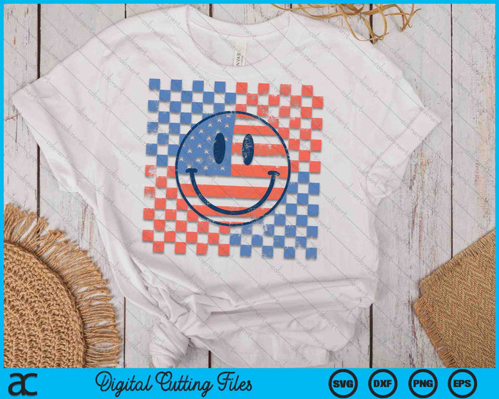 Retro Smiley Face American Flag 4th Of July Patriotic SVG PNG Digital Cutting File Retro Smiley Face American Flag 4th Of July Patriotic SVG PNG Digital Cutting File