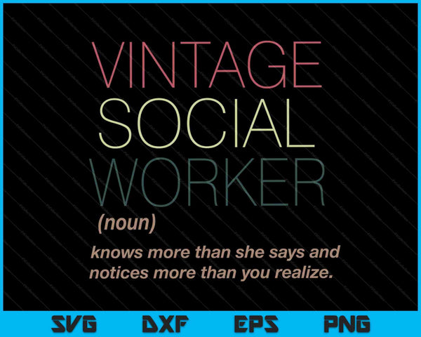 Retro Social Worker Definition Public Servant Caseworker SVG PNG Digital Printable Files