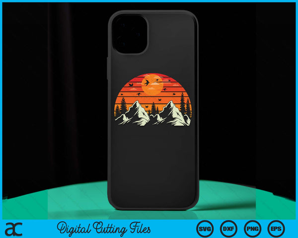 Retro Sunset Mountains & Trees For Campers Case SVG PNG Digital Cutting Files