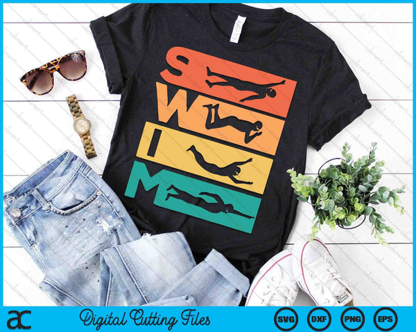Retro Vintage Swimming Gift For Swimmers SVG PNG Digital Printable Files