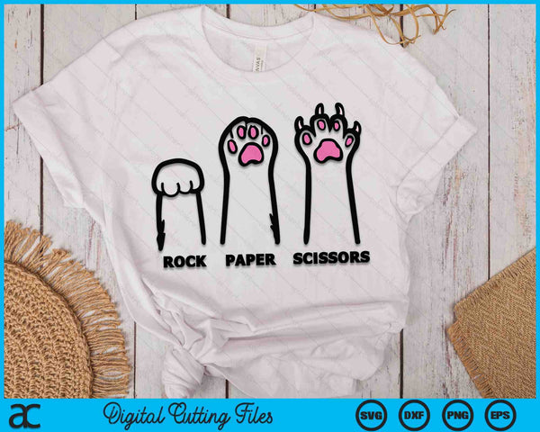 Rock Paper Scissors Cat Paws Funny Boys Girls Kids Toddler SVG PNG Digital Cutting Files
