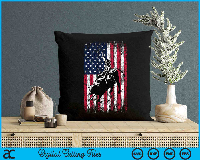 Rodeo Bull Rider Patriotic American Flag Cowboys SVG PNG Digital Cutting Files