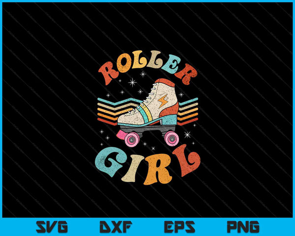 Roller Girl Skater Skating Retro Vintage 70s 80s Skates SVG PNG Digital Cutting Files