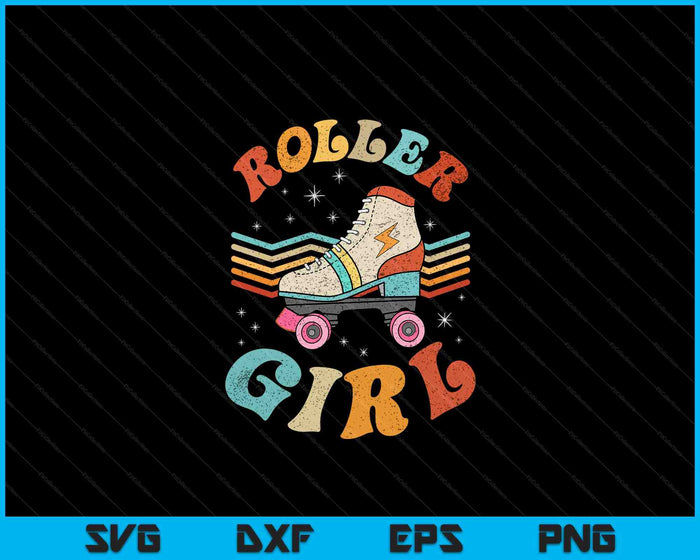 Roller Girl Skater Skating Retro Vintage 70s 80s Skates SVG PNG Digital Cutting Files