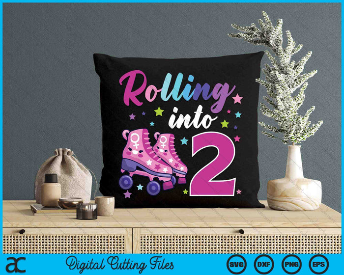 Rollin' Into 2 Roller Skating Rink 2nd Birthday SVG PNG Digital Cutting Files Rollin' Into 2 Roller Skating Rink 2nd Birthday SVG PNG Digital Cutting Files