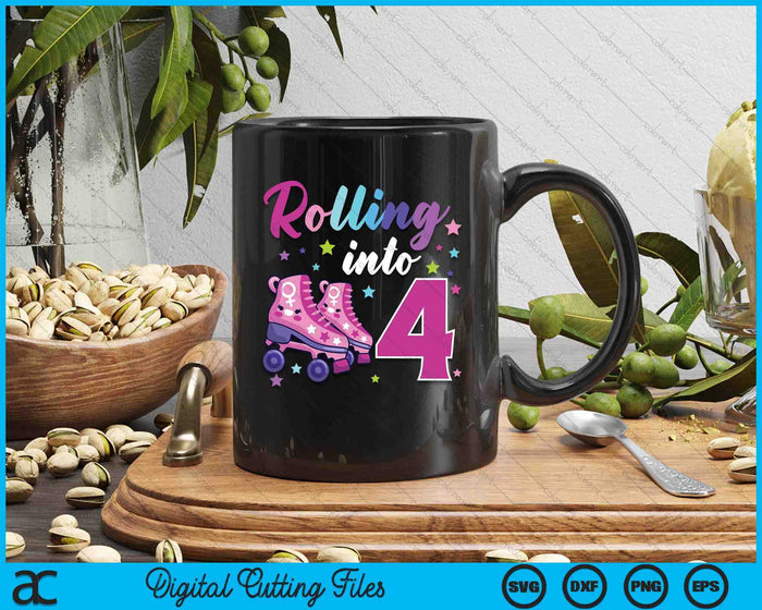 Rollin' Into 4 Roller Skating Rink 4th Birthday SVG PNG Digital Cutting Files Rollin' Into 4 Roller Skating Rink 4th Birthday SVG PNG Digital Cutting Files