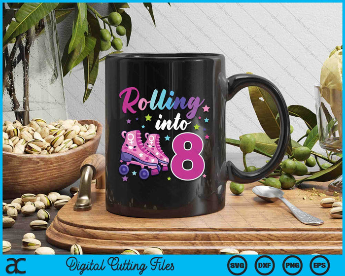 Rollin' into 8 Roller Skating Rink 8th Birthday SVG PNG Digital Cutting Files Rollin' into 8 Roller Skating Rink 8th Birthday SVG PNG Digital Cutting Files