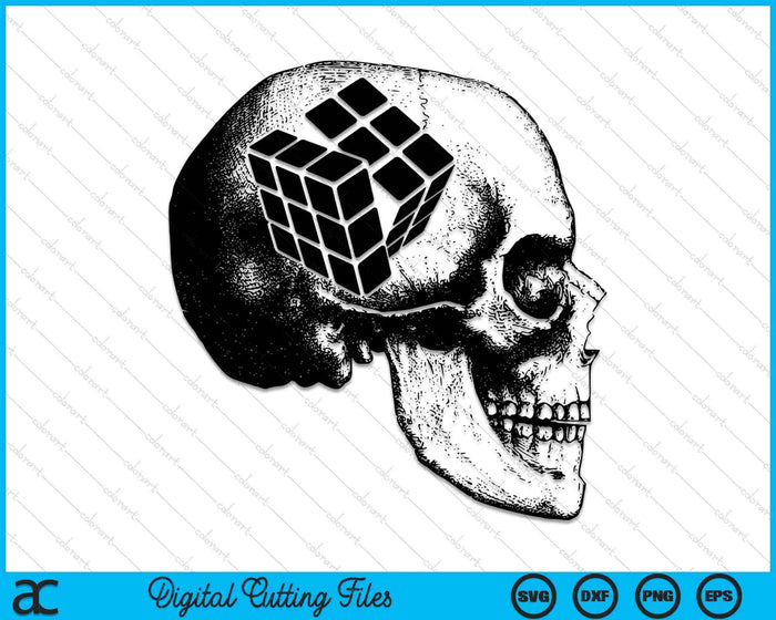 Rubik's cube Skull Mind Puzzle Problem Solver SVG PNG Digital Cutting Files Rubik's cube Skull Mind Puzzle Problem Solver SVG PNG Digital Cutting Files