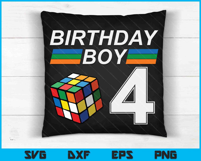 Rubixk Cube Speed Cubing Birthday Boy 4 Years Old Boys Kid SVG PNG Digital Cutting Files