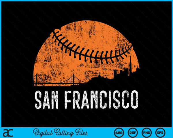 SF City Skyline San Francisco City Baseball SVG PNG Archivos de corte digital