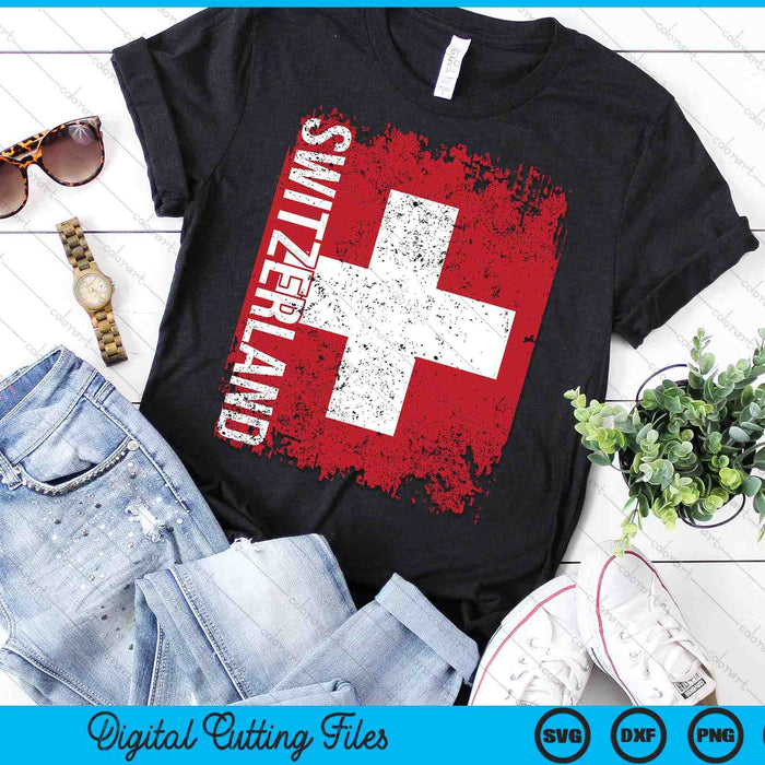 SWITZERLAND Flag Vintage Distressed SWISS SVG PNG Digital Cutting Files SWITZERLAND Flag Vintage Distressed SWISS SVG PNG Digital Cutting Files