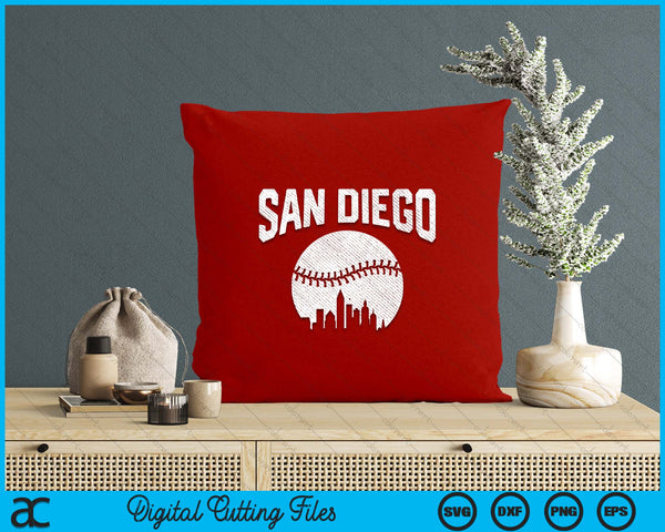 San Diego City California Baseball Skyline Vintage Souvenir SVG PNG Digital Printable Files
