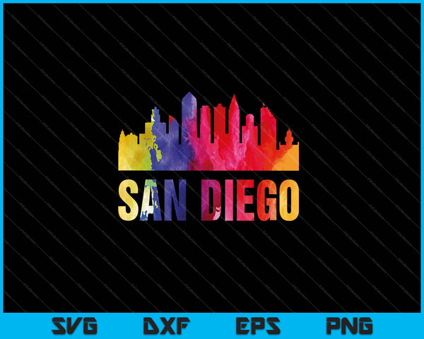 San Diego Watercolor Skyline Home State Souvenir SVG PNG Cutting Printable Files