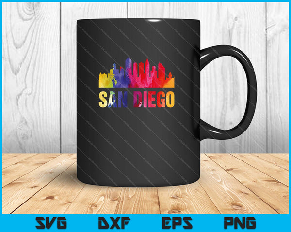San Diego Watercolor Skyline Home State Souvenir SVG PNG Cutting Printable Files