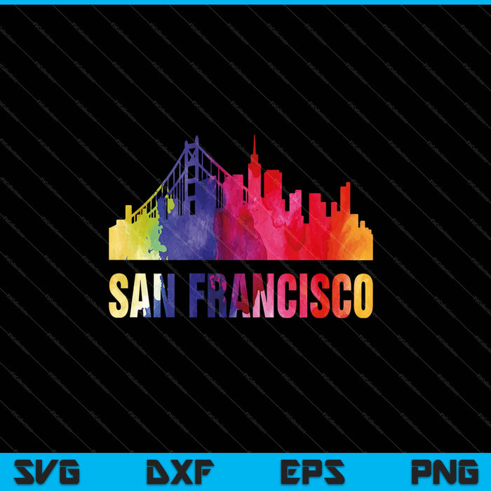 San Francisco Watercolor Skyline Home State Souvenir SVG PNG Cutting Printable Files