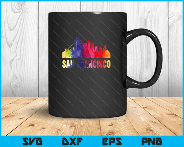 San Francisco Watercolor Skyline Home State Souvenir SVG PNG Cutting Printable Files