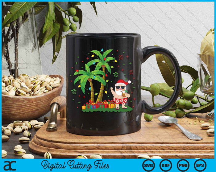 Santa Hawaiian Christmas Palm Tree Lights Xmas SVG PNG Digital Printable Files Santa Hawaiian Christmas Palm Tree Lights Xmas SVG PNG Digital Printable Files