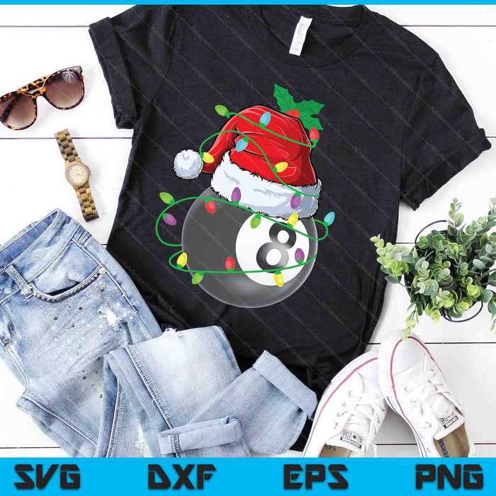 Santa Sports Design For Men Boys Christmas Pool Ball Player SVG PNG Digital Cutting Files