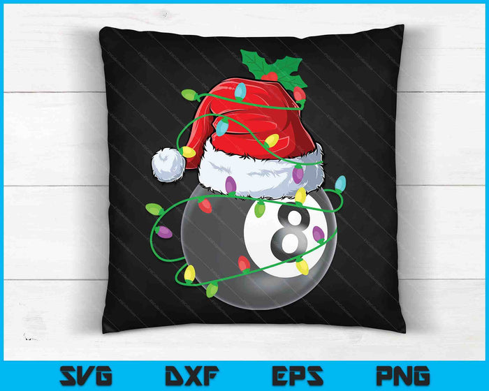 Santa Sports Design For Men Boys Christmas Pool Ball Player SVG PNG Digital Cutting Files