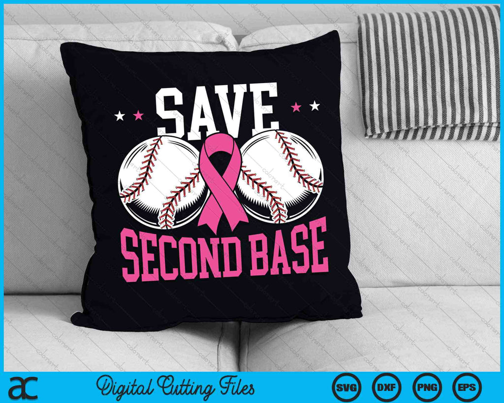 Help Save 2nd Base Cancer Ribbon (Baseball) SVG & PNG – Handmade by Toya