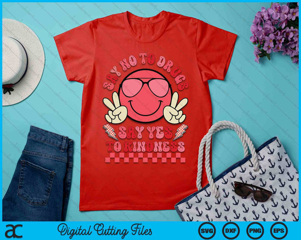Say Not Drug-Free Say Yes To Kindness Red Ribbon Week Retro SVG PNG Digital Printable Files