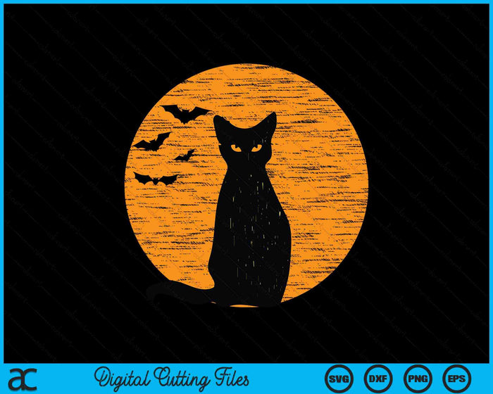 Scary Black Cat Halloween Costume Vintage SVG PNG Digital Cutting Files