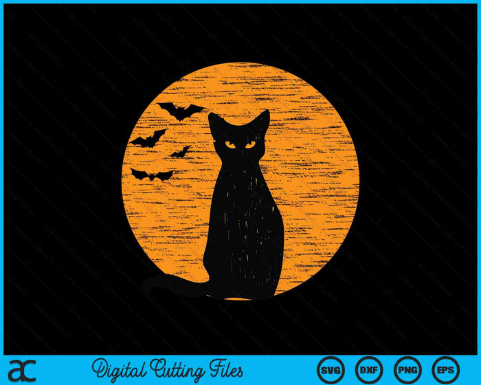 Scary Black Cat Halloween Costume Vintage SVG PNG Digital Cutting Files Scary Black Cat Halloween Costume Vintage SVG PNG Digital Cutting Files