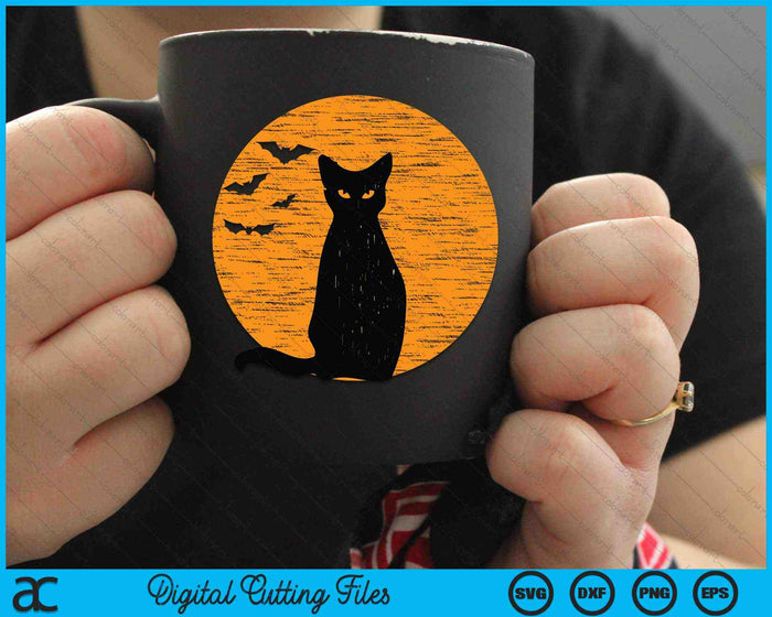 Scary Black Cat Halloween Costume Vintage SVG PNG Digital Cutting Files Scary Black Cat Halloween Costume Vintage SVG PNG Digital Cutting Files